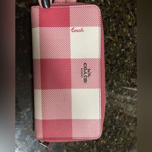 One day sale—-NWOT—COACH ZIP AROUND WALLET—-Gingham Signature Coach
